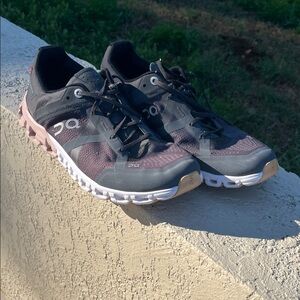 On Cloud Women's Running Sneakers in Black and Dusty Rose